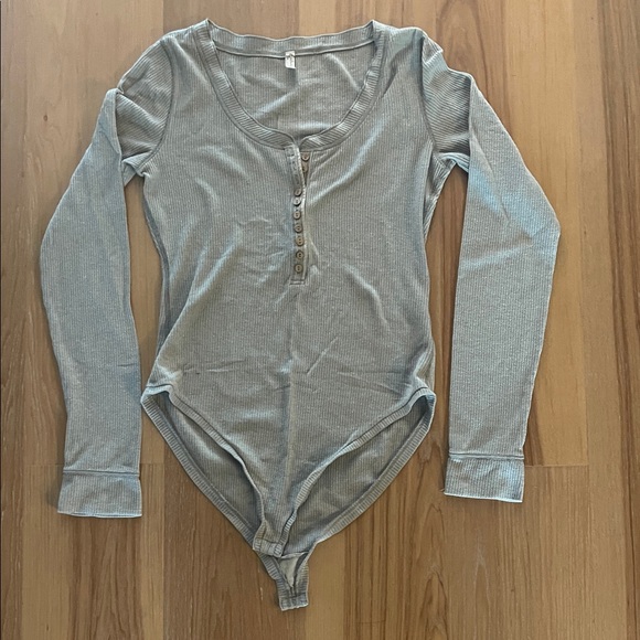 Free People Tops - Free People Long Sleeve Henley Waffle Bodysuit